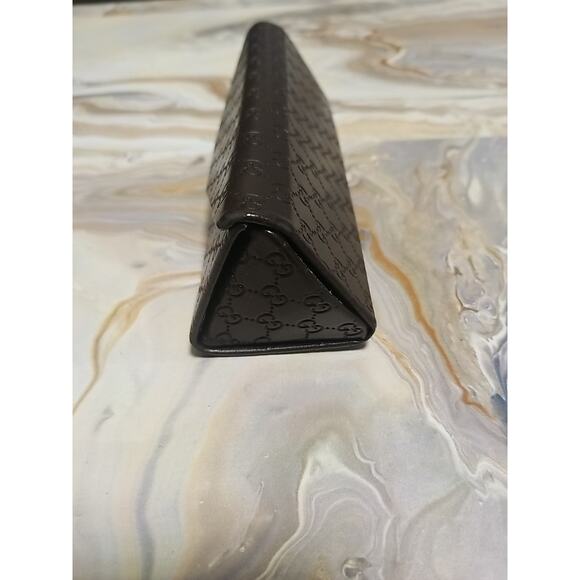 Authentic Dark Brown Gucci GG Monogram Fold-Over Eyeglass/Sunglass Case - Picture 2 of 5